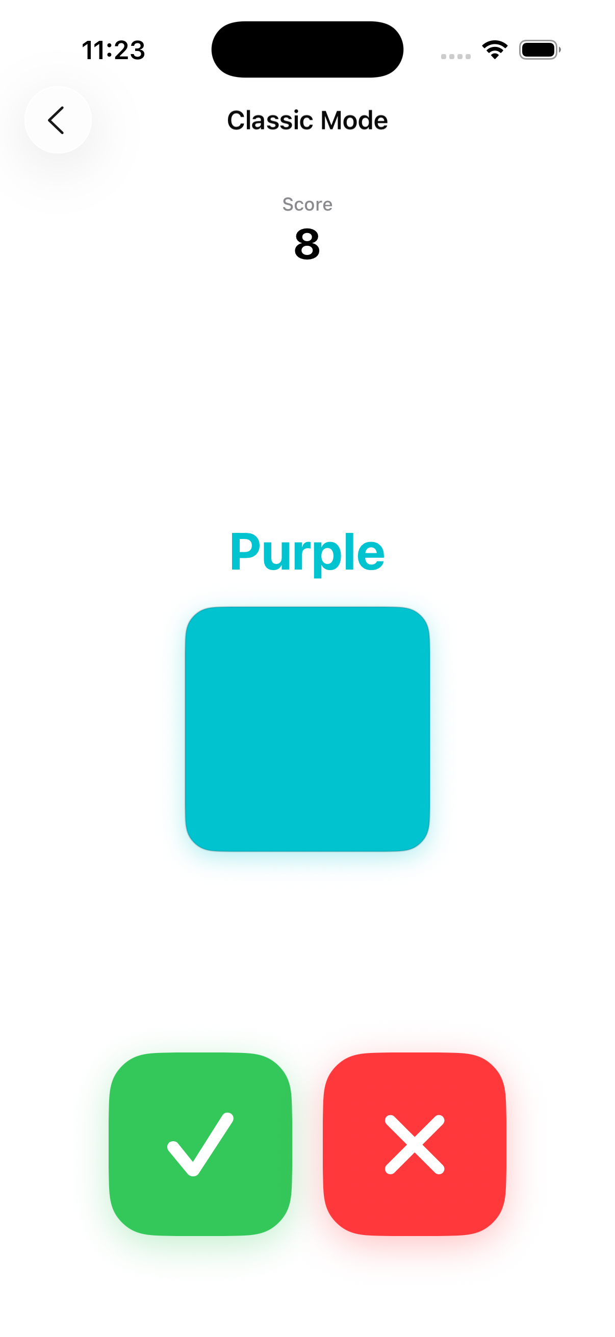 TrueHue Chrono Mode with 30-second speed challenge