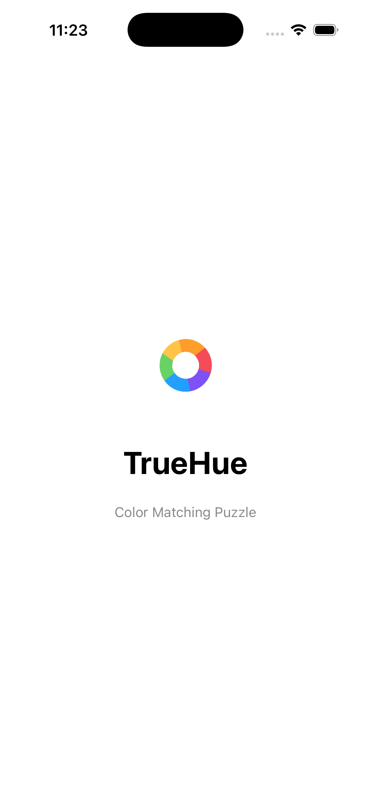 TrueHue main menu showing game modes